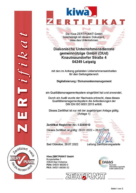 Zertifikat DIN EN ISO 9001:2015